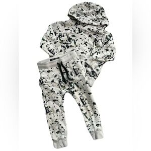 Kids White, Black, & Green Splatter Jogger Set